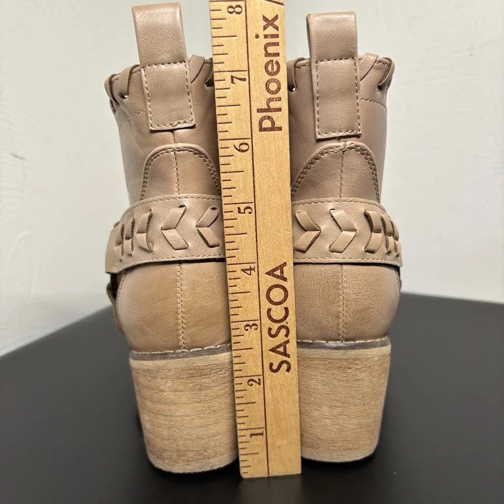 Altar'd State Rynn Women's Ankle Boots Size 6 Taupe Heeled Booties‎ Braided